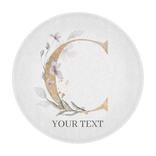 C Monogramm Floral Personalisiert Schneidebrett (Vorderseite)