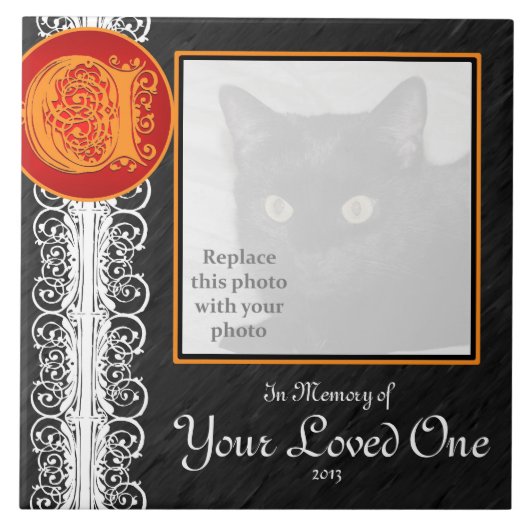 C Monogramm "In Gedächtnis deines Liebsten" Tile Fliese (Vorderseite)