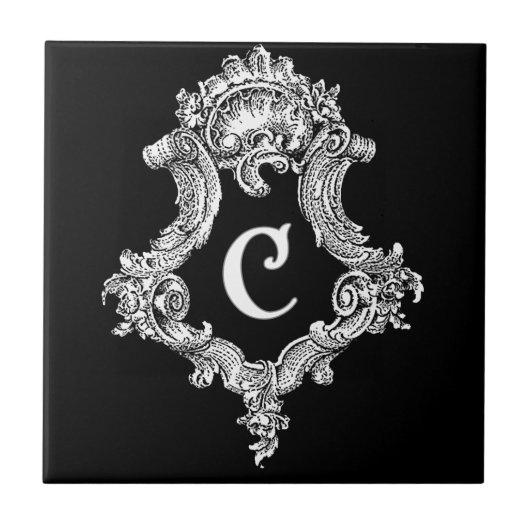 C Monogramm Initiale Fliese (Vorderseite)