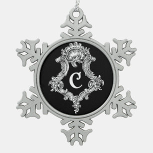 C-Monogramm-Initialen-Verzierung Schneeflocken Zinn-Ornament