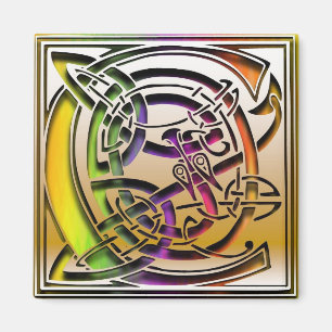 C-Monogramm-"keltischer Regenbogen-" Magnet