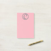 C Monogramm Klingelring Postit Notizblock (Auf Schreibtisch)