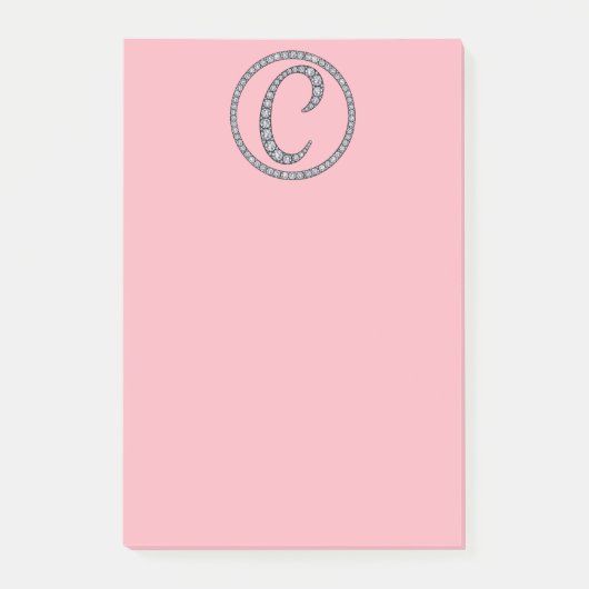 C Monogramm Klingelring Postit Notizblock (Vorderseite)