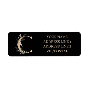 C Monogramm Personalisiertes florales Etikett