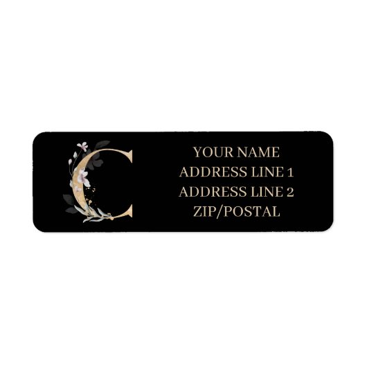 C Monogramm Personalisiertes florales Etikett (Vorne)