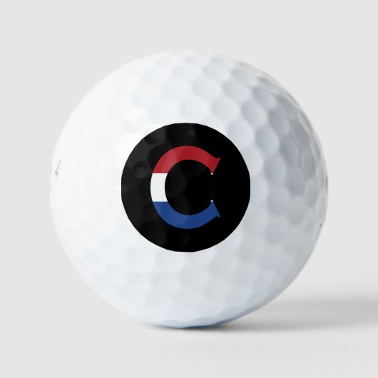 C Monogramm überlagert auf der NLD-Flagge auf bk b Golfball (Vorderseite)