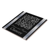 C Monogramm und Name "Besque on Black" Keramik Til Fliese (Seite)