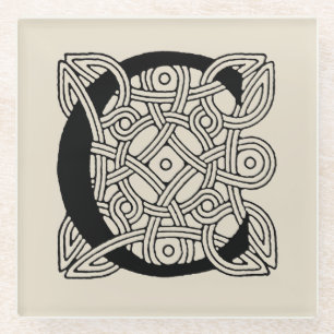 C-Monogramm Vintage-Keltischer-Knoten-Druck Glasuntersetzer