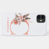 C Name Personalisierung große rosa Floral Monogram Case-Mate iPhone Hülle (Rückseite (Horizontal))