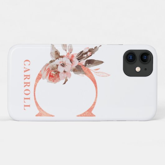 C Name Personalisierung große rosa Floral Monogram Case-Mate iPhone Hülle (Rückseite (Horizontal))