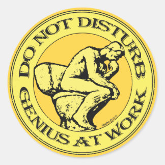 C Not Disturb, Genius At Work ,(Colour stamp) Runder Aufkleber
