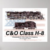C&O Class H-8 Allegheny Locomotive - American flag Poster (Vorne)