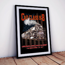 C&O Class H-8 Allegheny Locomotive - American flag Poster