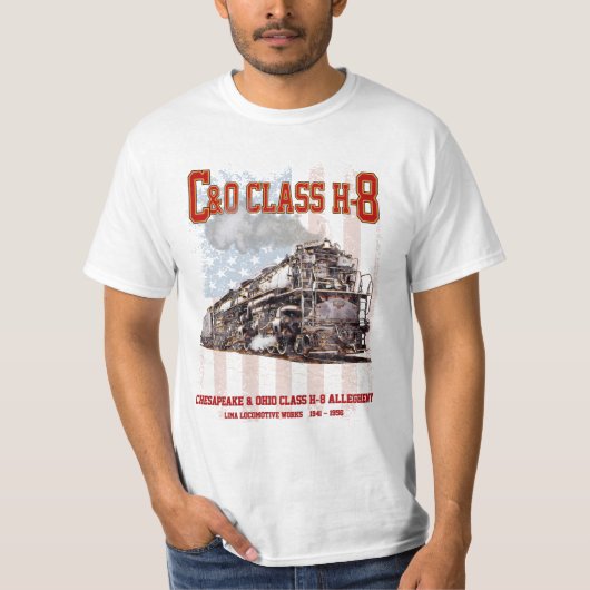 C&O Class H-8 Allegheny Locomotive - American flag T-Shirt (Vorderseite)