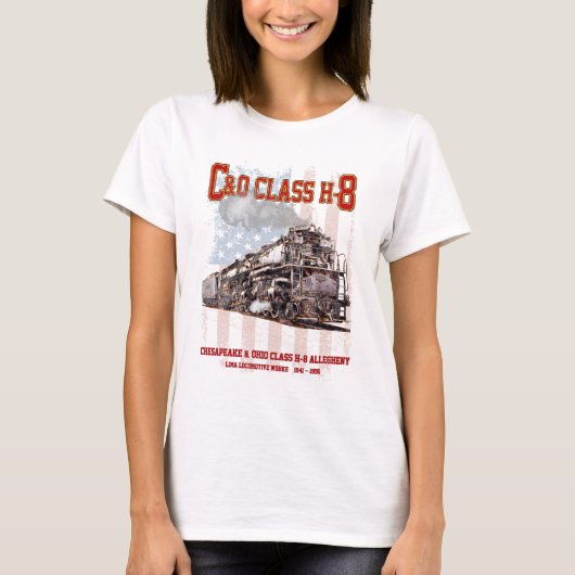C&O Class H-8 Allegheny Locomotive - American flag T-Shirt (Vorderseite)