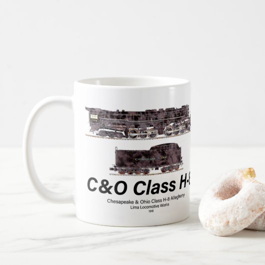 C&O Class H-8 Allegheny Steam Locomotive Profile Kaffeetasse (Mit Donut)