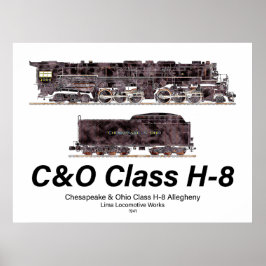 C&O Class H-8 Allegheny Steam Locomotive Profile Poster
