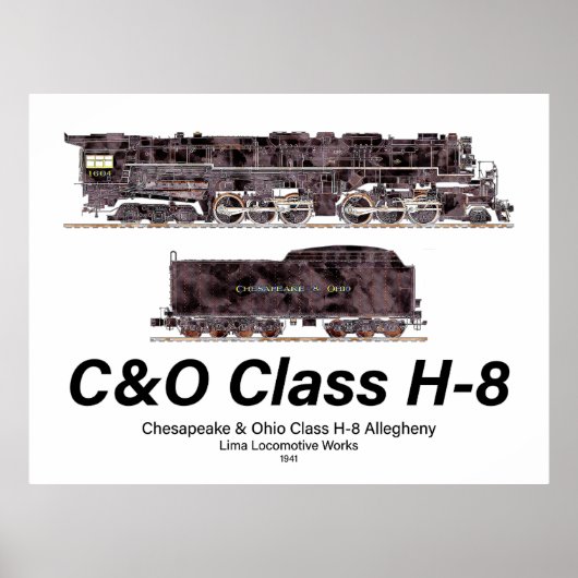 C&O Class H-8 Allegheny Steam Locomotive Profile Poster (Vorne)