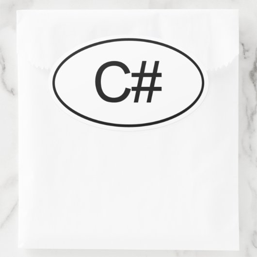 C# OVALER AUFKLEBER (Tasche)
