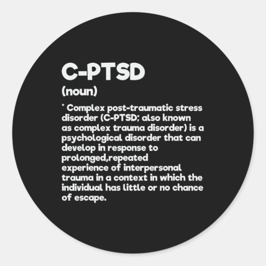 C-PSd Definition Stress Awareness Mental Posttrau Runder Aufkleber (Vorderseite)