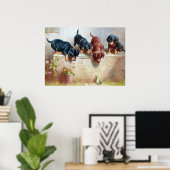 C. Reichert Painting Dackel Welpen und Frosch Poster (Heimbüro)