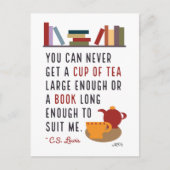 C.S. Lewis Tea and Books Literary Bookworm Postkarte (Vorderseite)