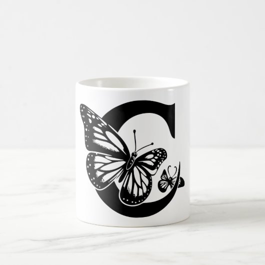 C Schwarzer Butterfly Verwandlungstasse (Mittel)