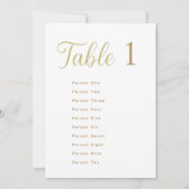 Cِustom Elegant Gold Table Number 1 Seating Chart Einladung (Rückseite)
