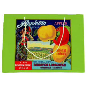 ca. 1900 Appleton Äpfel Kratetikett-Druck Große Geschenktüte
