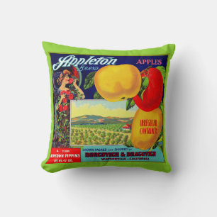 ca. 1900 Appleton Äpfel Kratetikett-Druck Kissen
