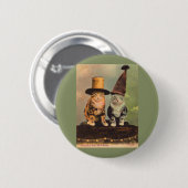 ca. 1900 Katzen in Hüten RPPC Button (Vorne & Hinten)