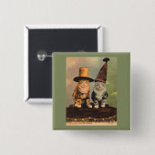 ca. 1900 Katzen in Hüten RPPC Button (Vorne & Hinten)