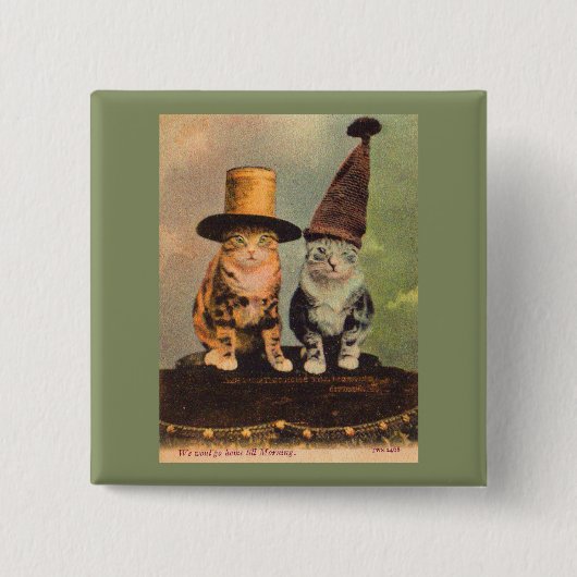 ca. 1900 Katzen in Hüten RPPC Button (Vorderseite)