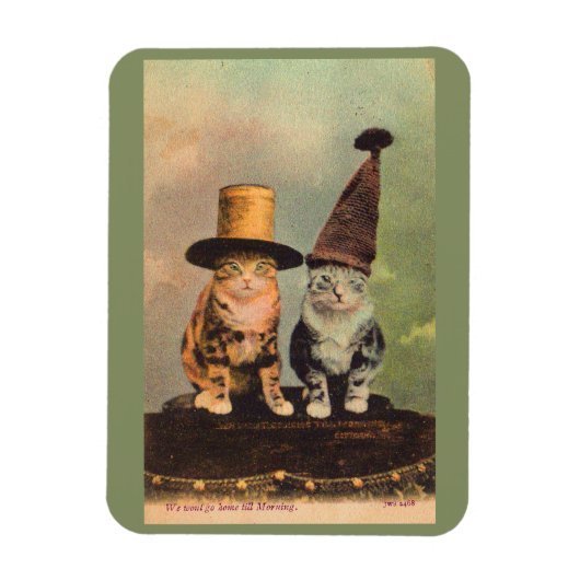 ca. 1900 Katzen in Hüten RPPC Magnet (Vertikal)