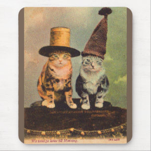 ca. 1900 Katzen in Hüten RPPC Mousepad