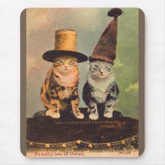 ca. 1900 Katzen in Hüten RPPC Mousepad (Vorne)