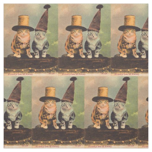 ca. 1900 Katzen in Hüten RPPC Stoff (Muster)