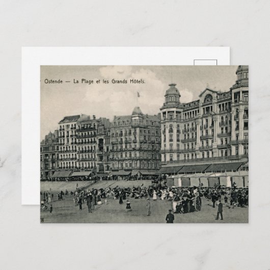 ca. 1900 Ostend Beach and Grands Hotels Postkarte (Vorne/Hinten)