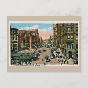 ca. 1900 Seattle First Avenue und Pioneer Square P Postkarte