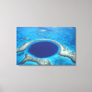 CA, Belize. Luftansicht des Blue Hole (Durchmesser Leinwanddruck