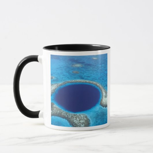 CA, Belize. Luftbild des Blauen Loch (Durchmesser) Tasse (Links)