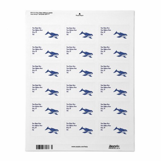 CA- Blue Whale Address Labels Adressaufkleber (Vorne)