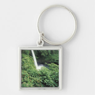 CA, Costa Rica. La-Paz-Wasserfall und Impatiens Schlüsselanhänger