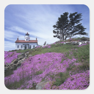 CA, Crescent City, Leuchtturm Battery Point mit Quadratischer Aufkleber