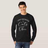 Ca Easily Distracted by Cats And Oboe Oboist T-Shirt (Vorne ganz)