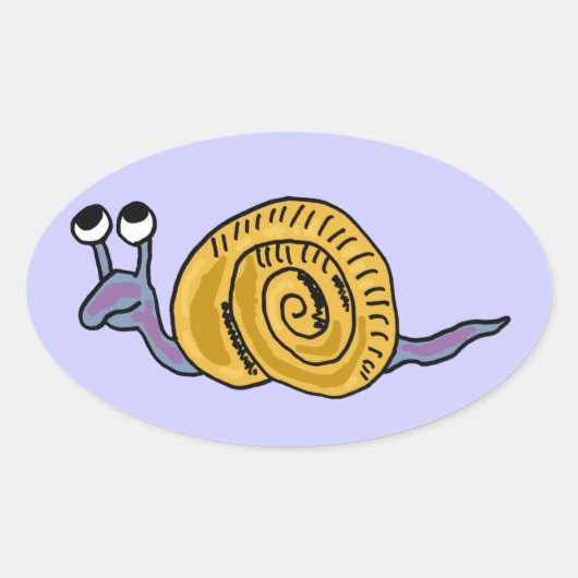 CA: Funny Cartoon Snail Oval Stickers (Vorderseite)