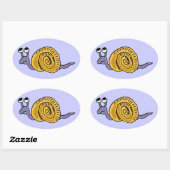 CA: Funny Cartoon Snail Oval Stickers (Blatt)