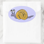 CA: Funny Cartoon Snail Oval Stickers (Tasche)