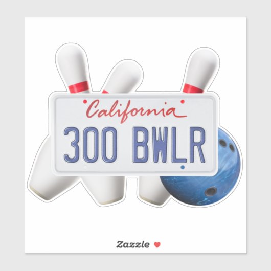 CA Lizenz 300 Bowler, Bowling Ball & Buttone, Viny Aufkleber (Blatt)