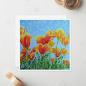 CA Poppy Watercolor Flat Notecard Mitteilungskarte (Vorderseite/Rückseite Beispiel)